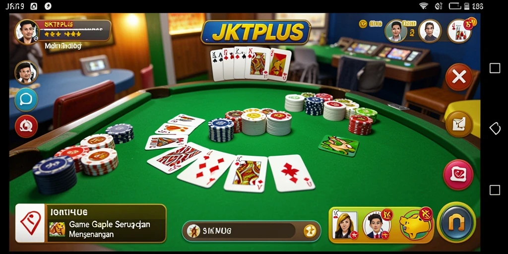 Screenshot utama game JKTPLUS menampilkan suasana bermain Gaple dengan teman.