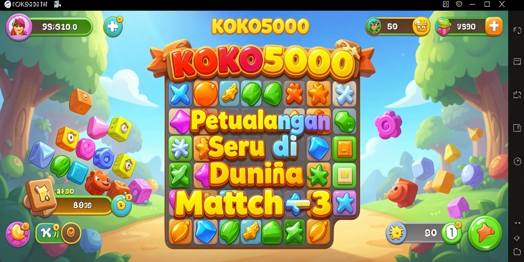 Screenshot gameplay KOKO5000 menampilkan aksi mencocokkan elemen yang seru.