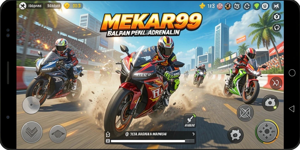 Gameplay seru balapan motor di MEKAR99.