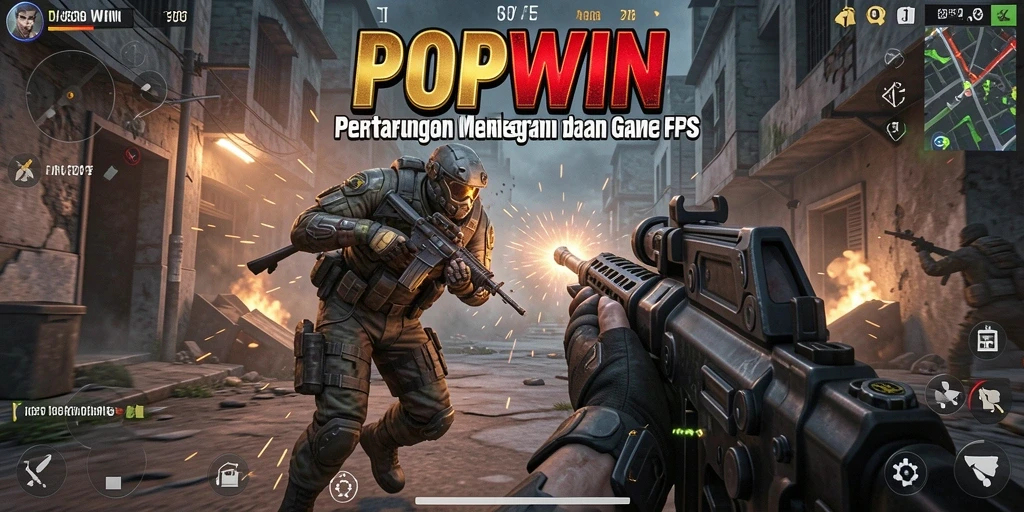 Gambar menunjukkan aksi seru dalam gameplay FPS POPWIN.