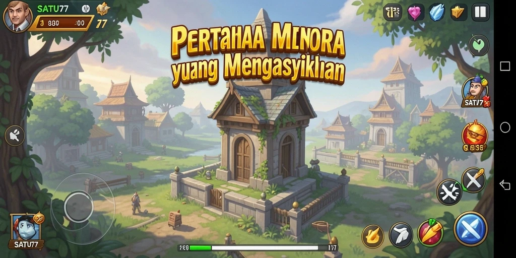 Tampilan menarik dari gameplay SATU77 yang menegangkan di Tower Defense.
